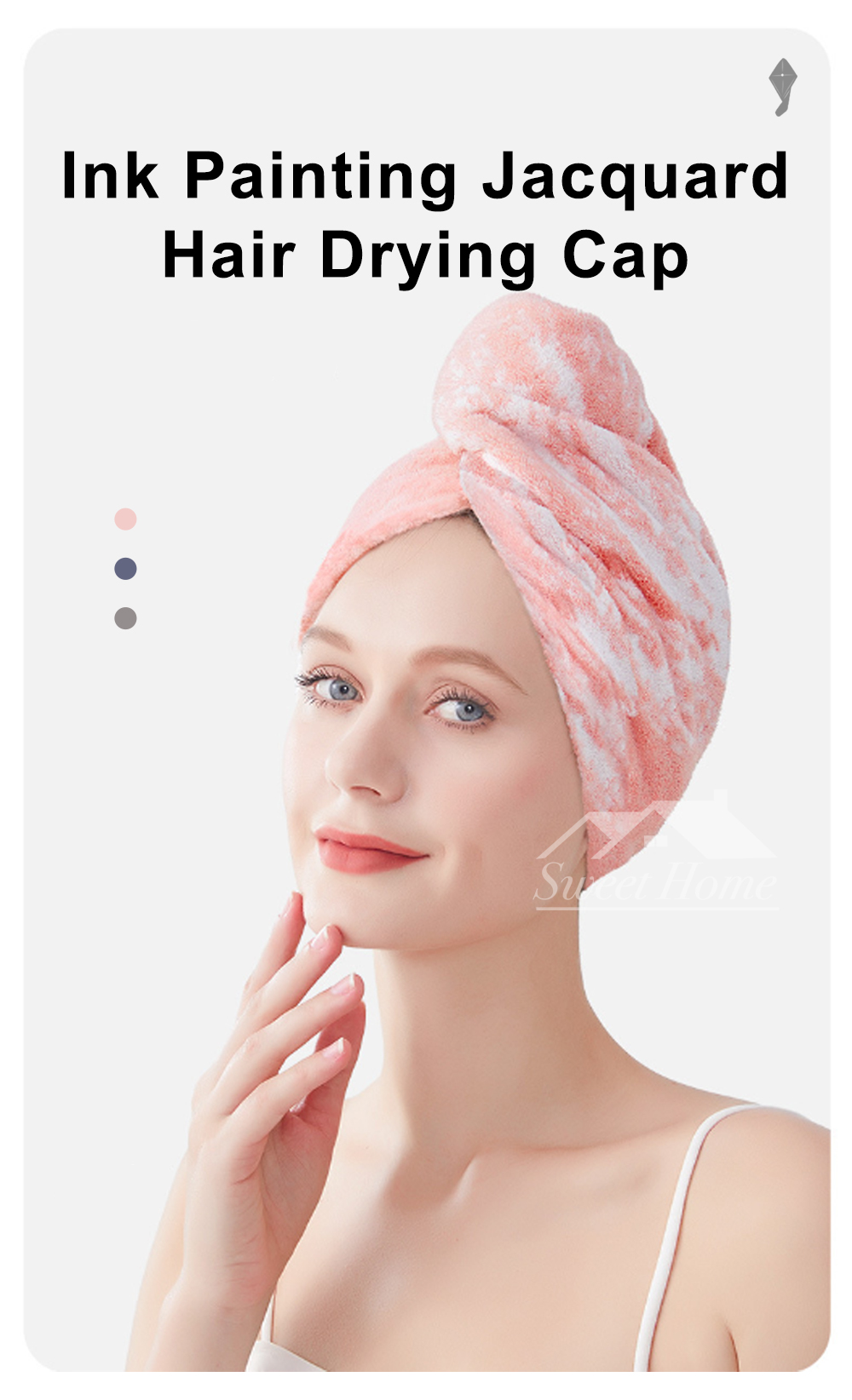 Ink Painting Jacquard Hair Drying Cap-1